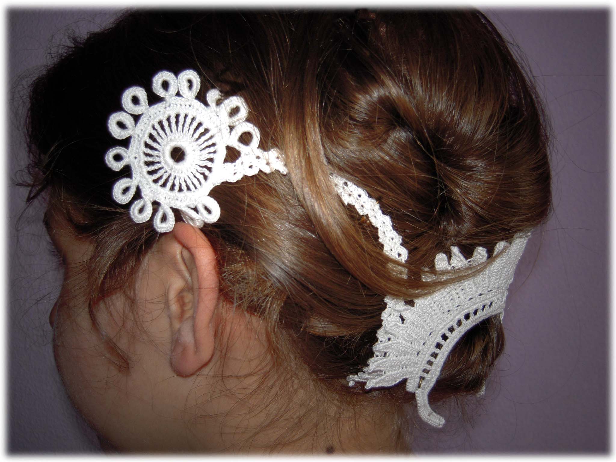parure bijou cheveux dentelle main