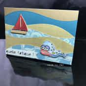 carte fait main unique : la baleine fatiguée !