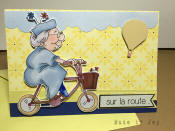 carte fait main mamie sur la route