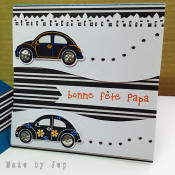 carte fête des pères : papa en 2CV