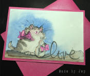 carte aquarelle chat love