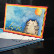 carte chat aquarelle modèle unique